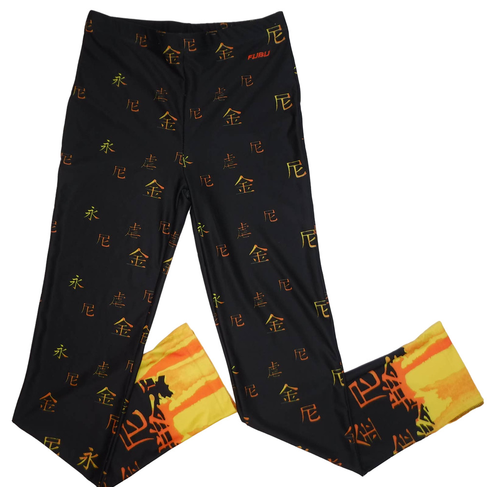 Y2K FUBU The Collection Women's Size Large Black Track Pants Japanese Writing
